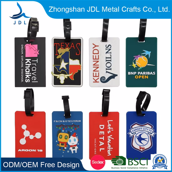 パーソナライズされたロゴと複数のインサートカード識別子のファッショナブルなカスタムイニシャルIDカラーラバーソフトPVCバッグ荷物タグ